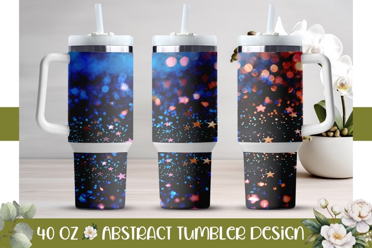 Blue Glitter Tumbler Design, Black 40 Oz Tumbler Template