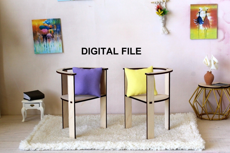 Miniature simple chair laser cut download file dollhouse fur