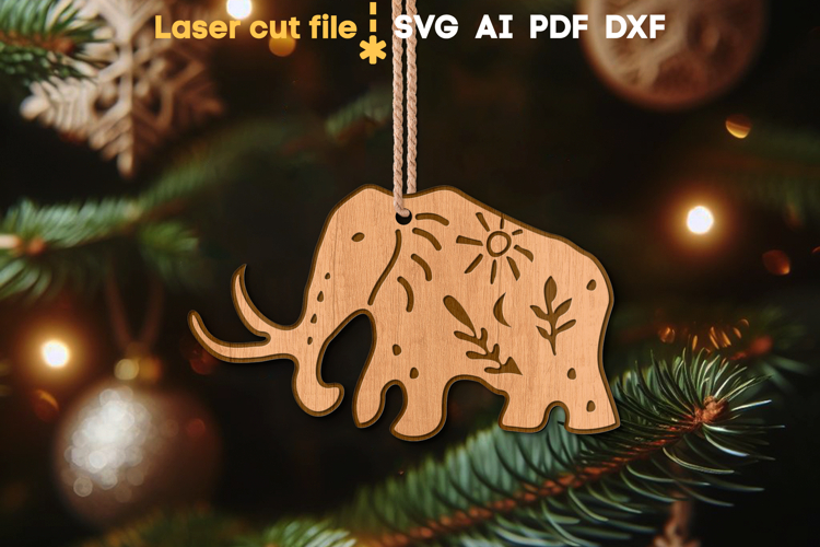 Mammoth Christmas Ornament SVG laser cut file for Glowforge