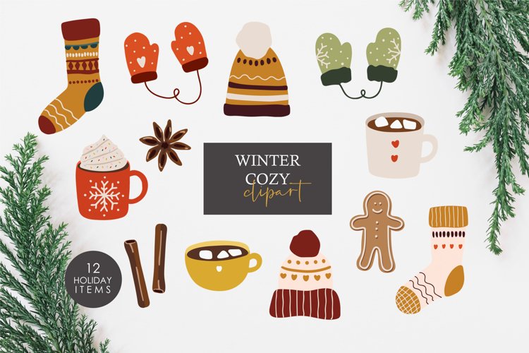 Winter clipart, Abstract winter elements clipart example image 1