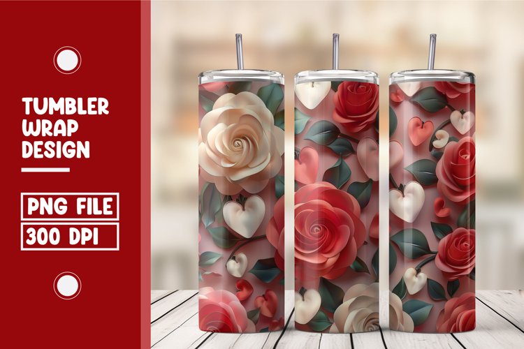 Heart Flower Tumbler Wrap Design