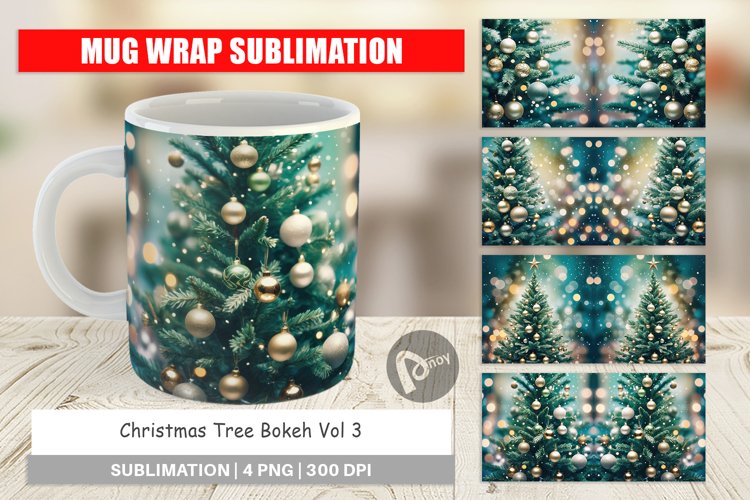 Mug Wrap Christmas Tree Bokeh