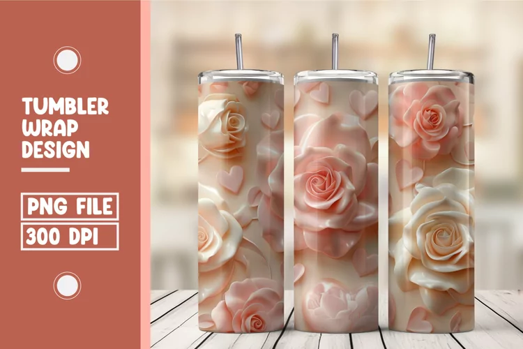 Heart Flower Tumbler Wrap Design