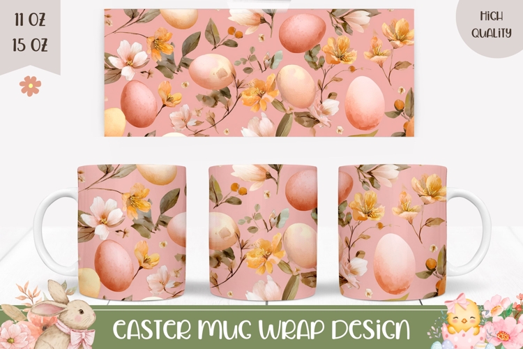 Pastel Easter Eggs Mug Design, Spring Mug Template