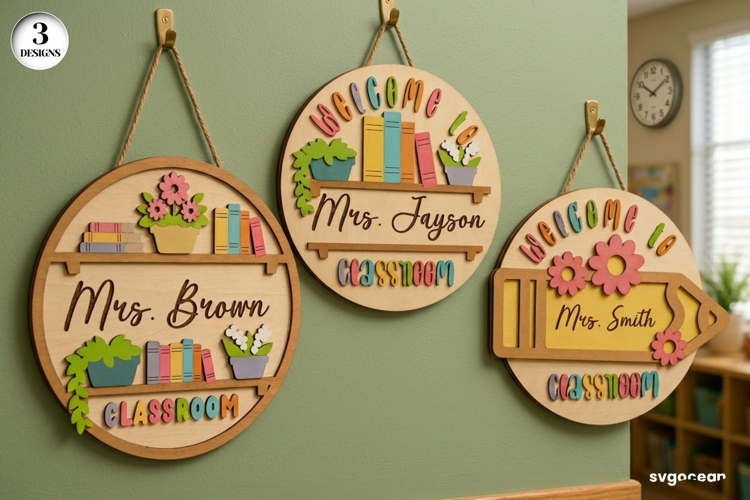Personalized Teacher Door Sign Svg Bundle | Teacher Gift