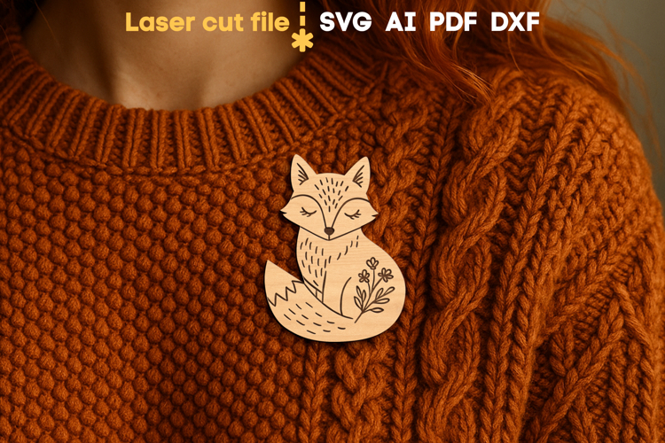 Fox Christmas Pin SVG laser cut files for Glowforge