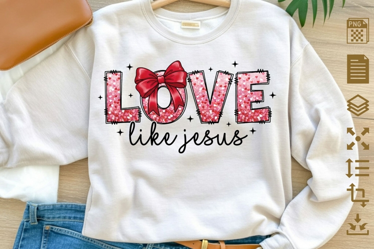 Love Like Jesus PNG, Christian Valentine Shirt Design,