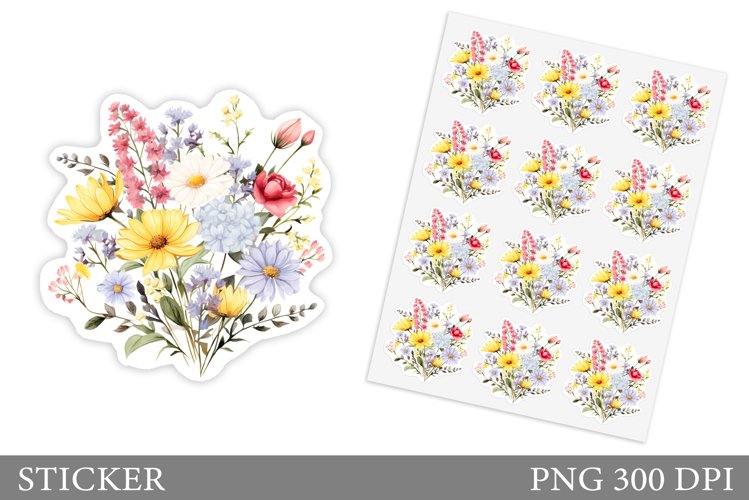 Wildflowers Sticker Design. Floral Sticker Printable example image 1