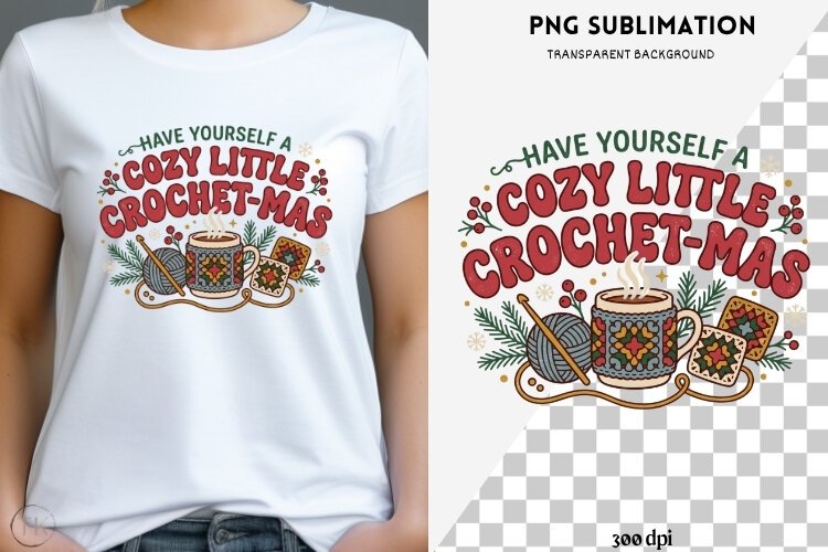 Christmas crochet png design for T-shirts example image 1