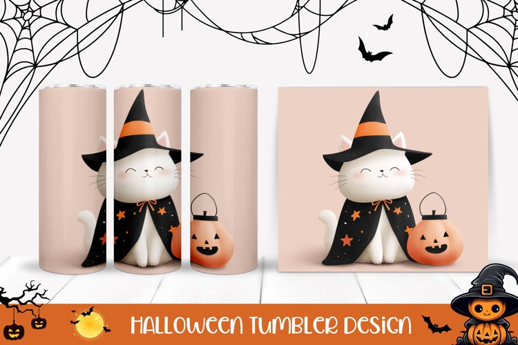 Magic Cat Tumbler Sublimation, Halloween Cat Tumbler Wrap