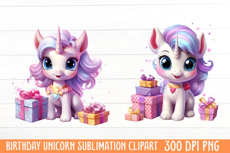 Birthday Unicorn Sublimation Clipart