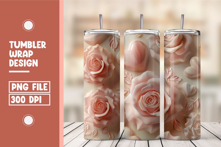 Heart Flower Tumbler Wrap Design example image 1
