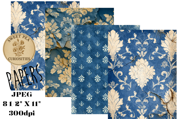 Blue, Grunge, Paper, Shabby Chic, Papers, Junk Journal