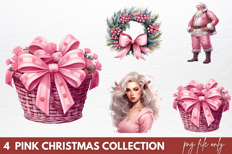 Pink Christmas Collection Sublimation PNG