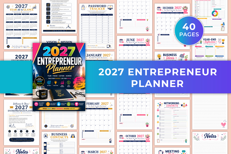 2027 Entrepreneur Planner | Business Goals, Productivity