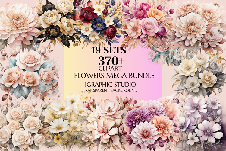 Flowers Mega Clipart Bundle, Floral Clipart, Huge Bundle