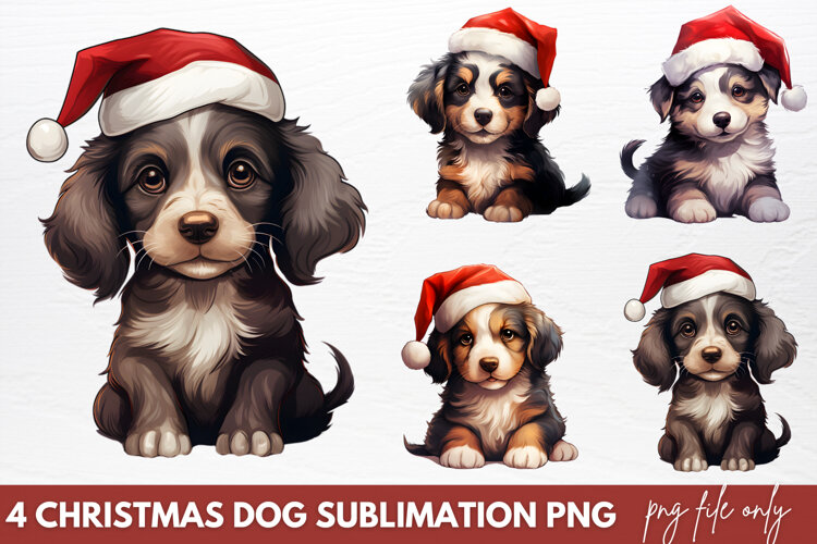 Christmas Dog Sublimation Clipart PNG example image 1