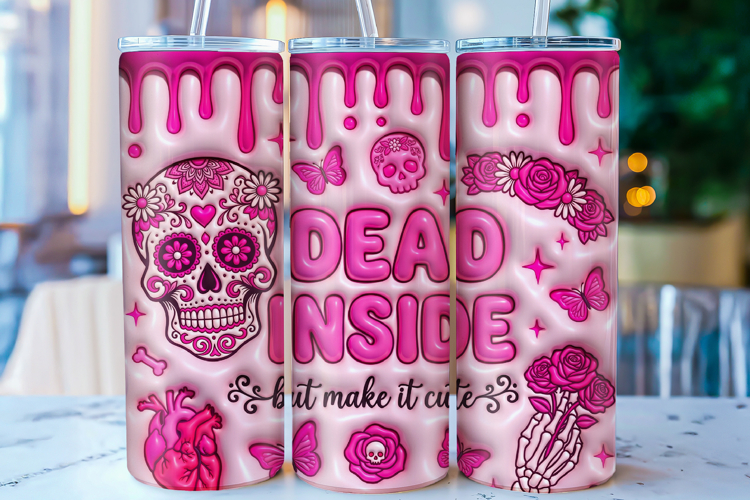 Girly Gothic Skull Tumbler Sublimation