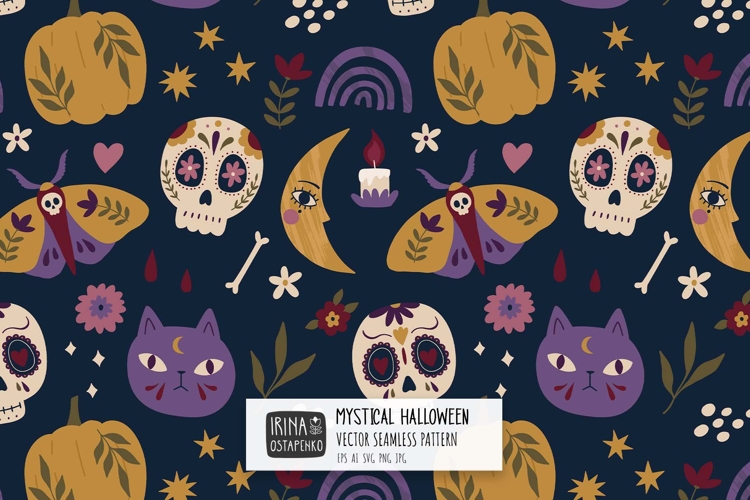 Mystical Halloween Vector Pattern