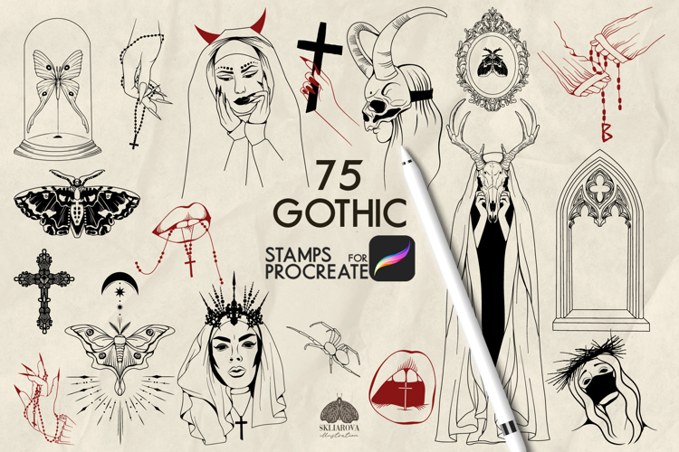 Gothic Procreate stamps
