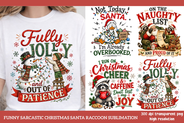 Funny Sarcastic Christmas Santa Raccoon Sublimation PNG