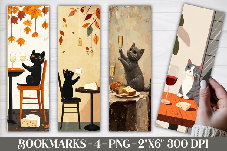 Wine Cats Printable Bookmarks