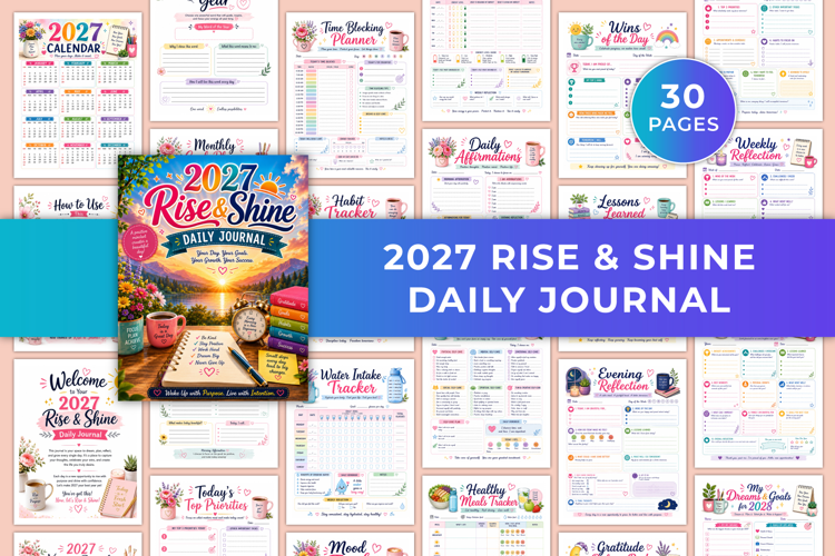 2027 Rise & Shine Daily Journal | Goals, Habits, Wellness