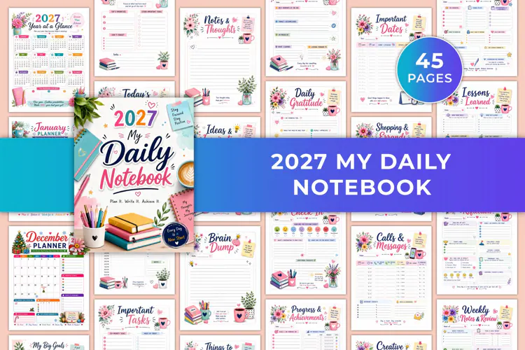 2027 My Daily Notebook Kdp interiors