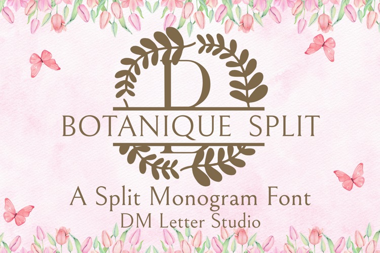 Botanique Split Monogram - Elegant Botanical Split Letter