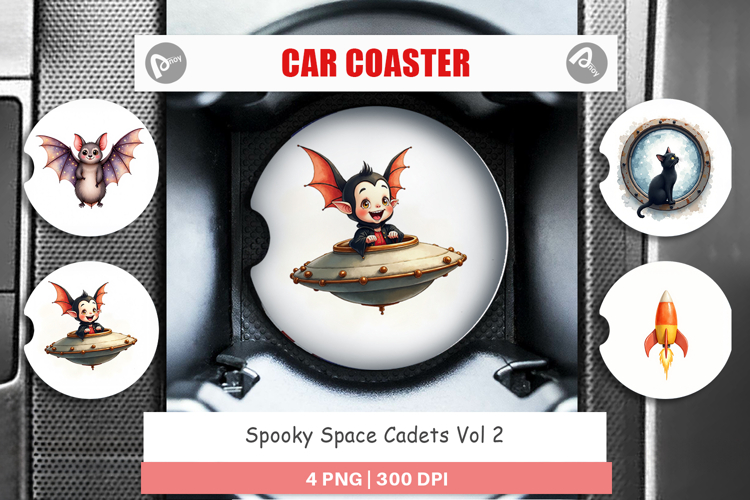 Car Coaster Watercolor Spooky Space Cadets