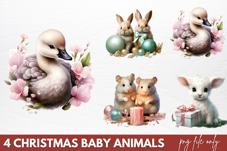 Christmas Baby Animals Clipart PNG