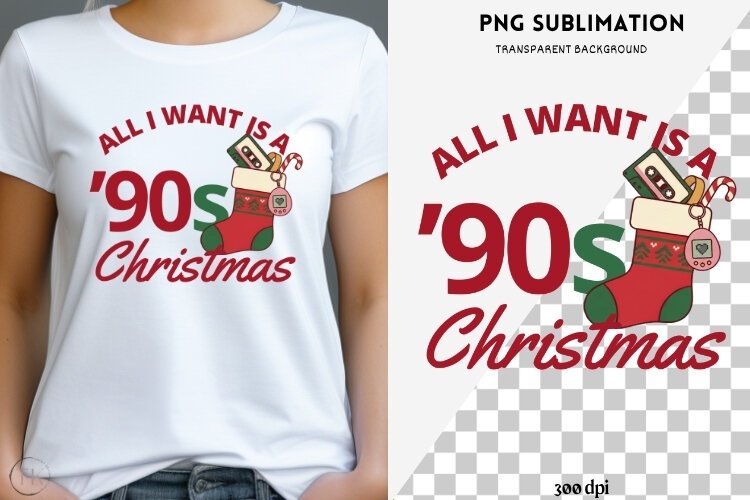 90's Christmas png design for T-shirts example image 1