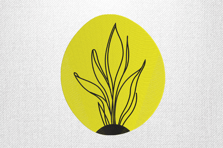 Minimalist Yellow Plant Circle Embroidery Design