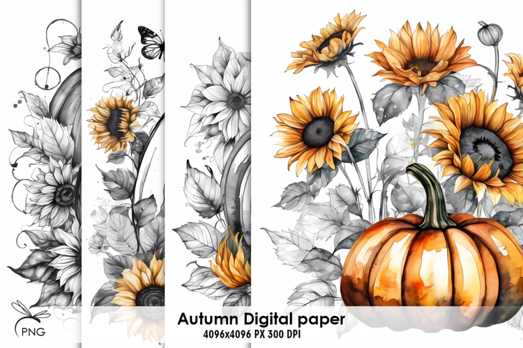 Autumn watercolor digital paper