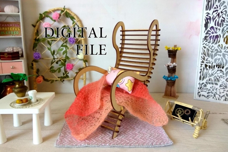 Dollhouse parametric chair digital file, modern 1:6 scale