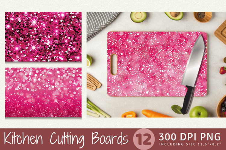 Bright Pink Glitter Cutting Boards sublimation Design