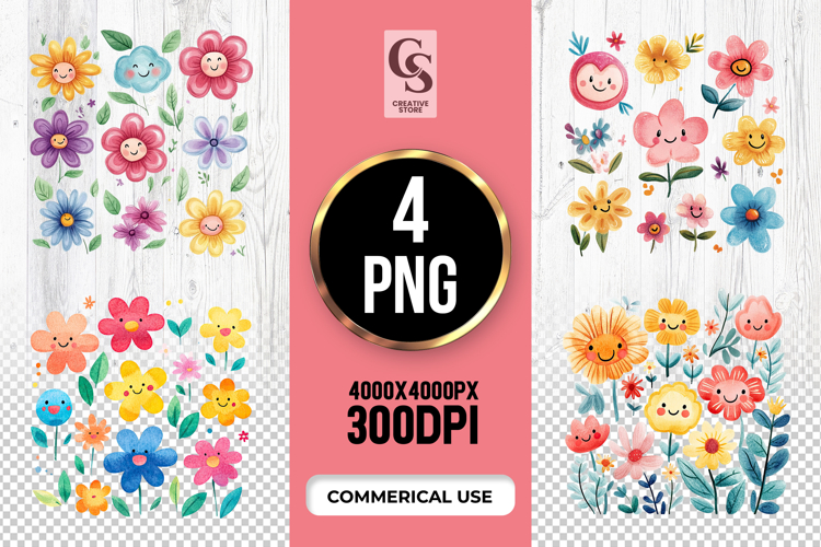 Cute Smiling Daisy Sunflower Clipart Sublimation PNG