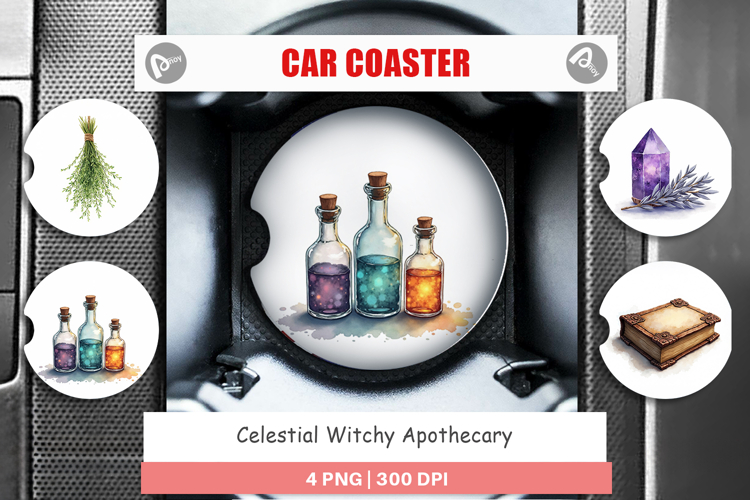 Celestial Witchy Apothecary Car Coaster