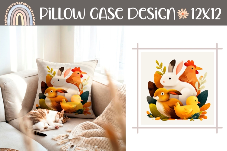 Easter Bunny Pillowcase, Cartoon Animals Pillow Template