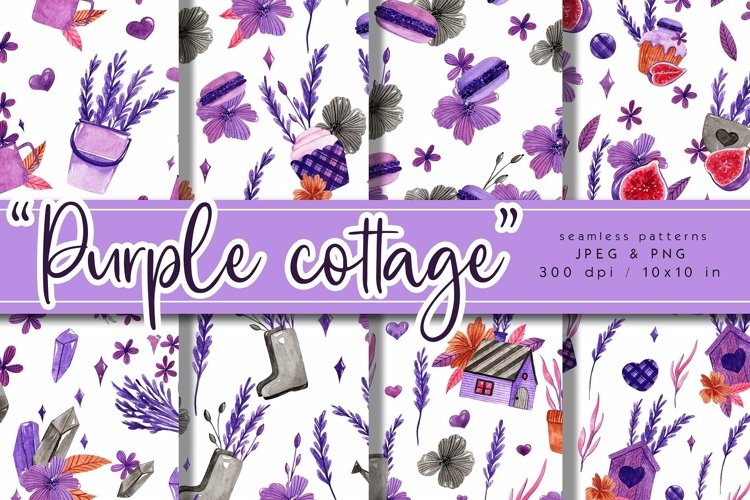 Purple Cottage Lavender Digital Papers
