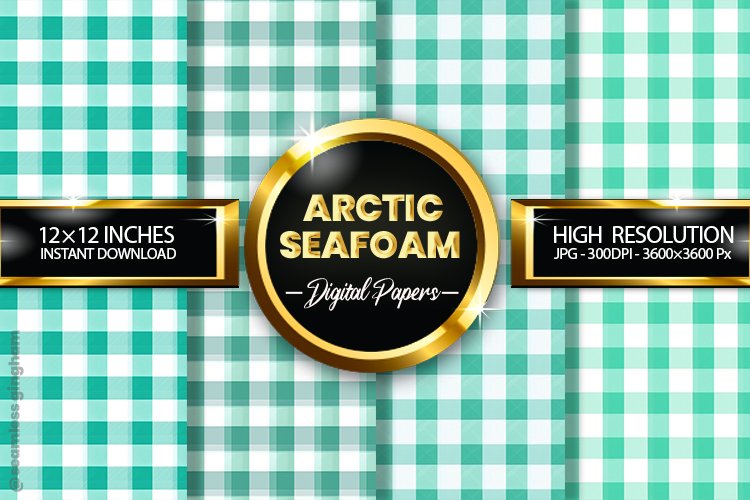 Arctic Seafoam Gingham Digital Papers 04 Variations example image 1