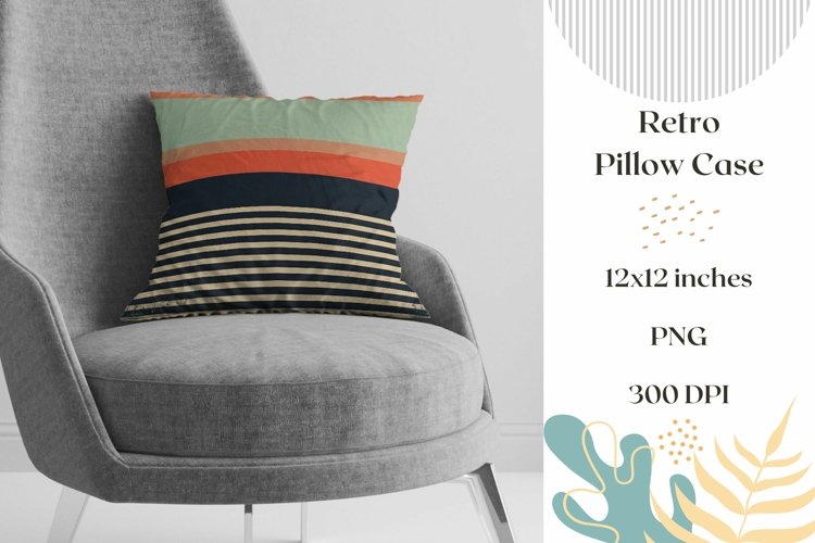 Abstract Pillow Case Sublimation, Retro Stripes Pillow PNG example image 1