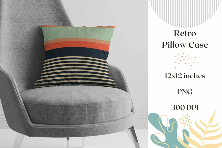 Abstract Pillow Case Sublimation, Retro Stripes Pillow PNG