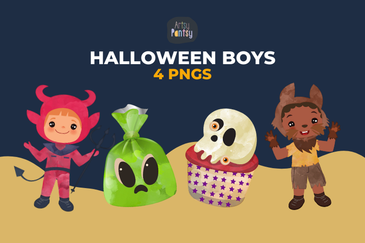 Halloween Boys Trick or Treat Clipart