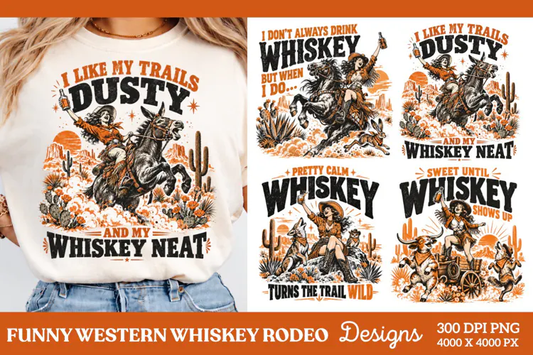 I Like My Trails Dusty Whiskey Cowgirl PNG, Funny Western Wh