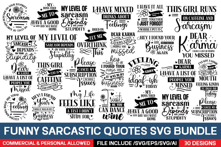 Funny Sarcastic Quotes Svg Bundle