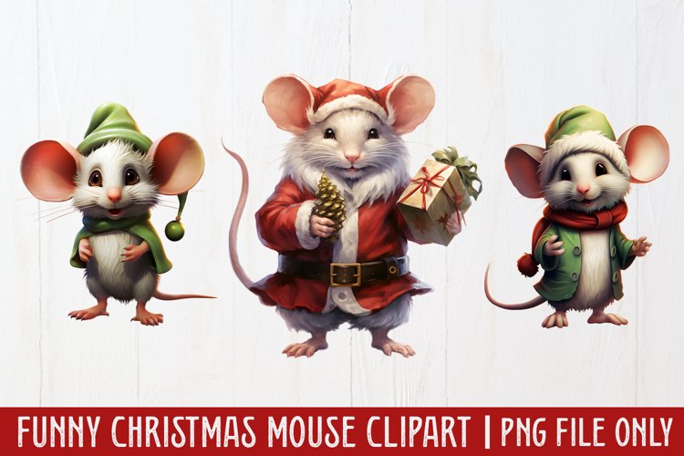 Funny Christmas Mouse Clipart Sublimation