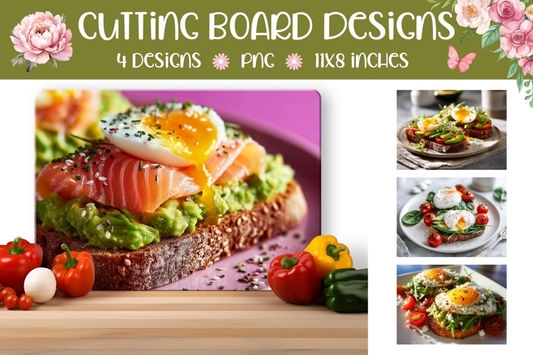 Fried Eggs Cutting Board, Breakfast PNG, Avocado PNG