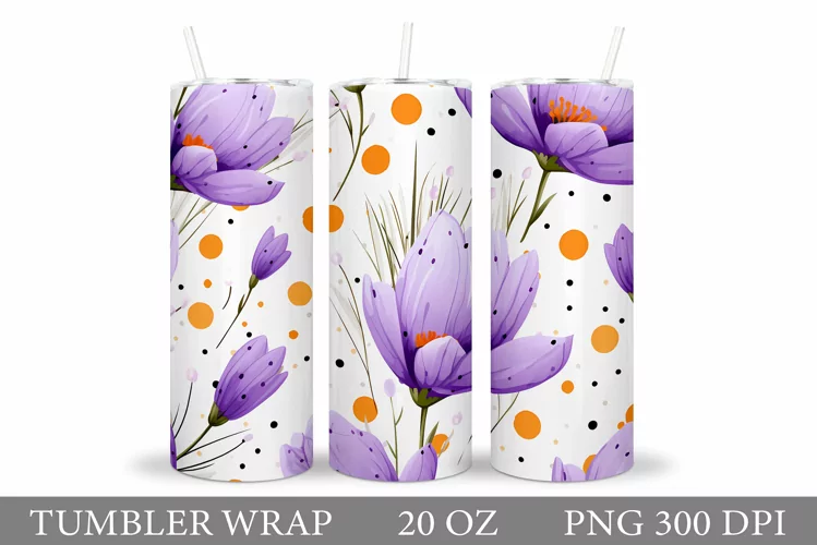 Crocus Flowers Tumbler Design. Spring Tumbler Sublimation