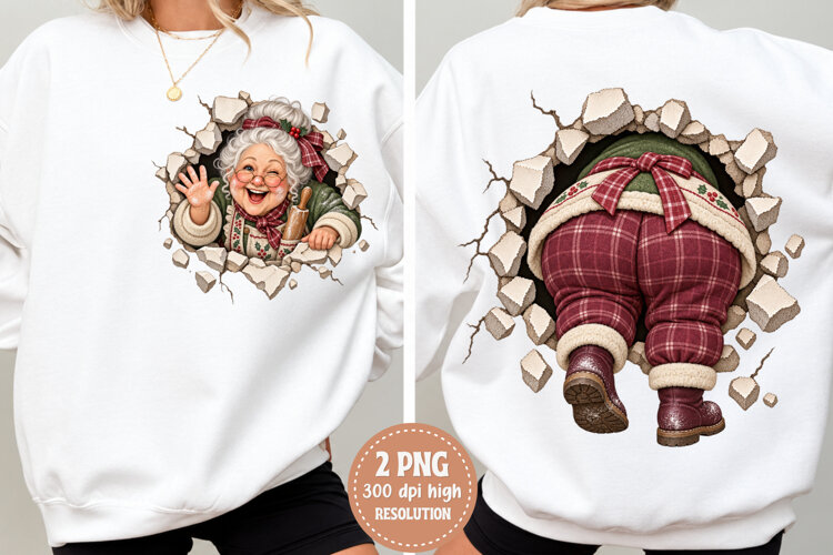 Christmas Grandma Through Wall PNG example image 1